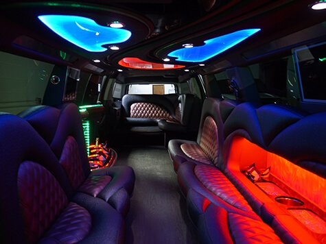 Escalade Limo with colorful lights